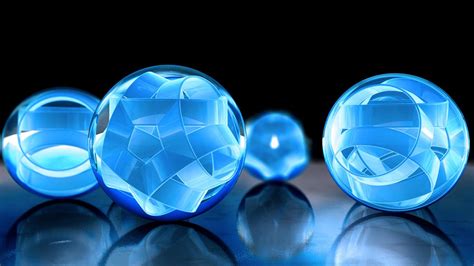 Blue Balls Sphere Reflection In Black Background Hd Blue Aesthetic