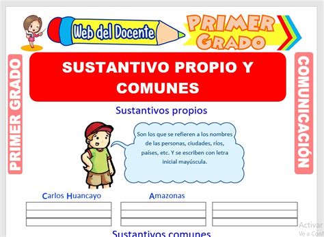 Sustantivos Propios Y Comunes Para Primer Grado De Primaria