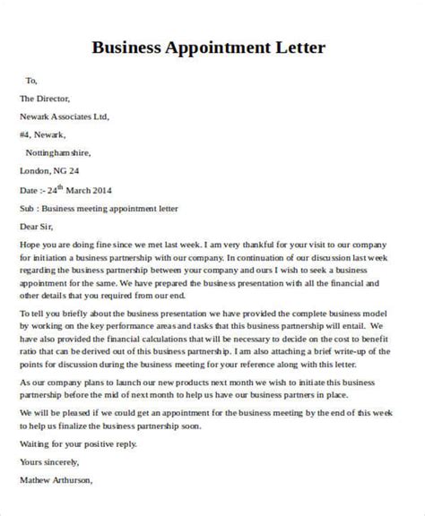 Free 9 Sample Business Appointment Letter Templates In Ms Word Pdf