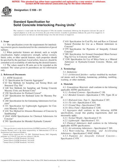 ASTM C936 01 Standard Specification For Solid Concrete Interlocking