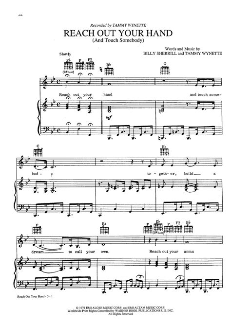 Tammy Wynette Reach Out Your Hand Sheet Music Pdf Free Score Download