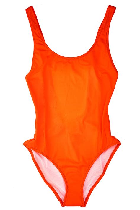 lisa perry solid and striped bathing suit in orange lyst