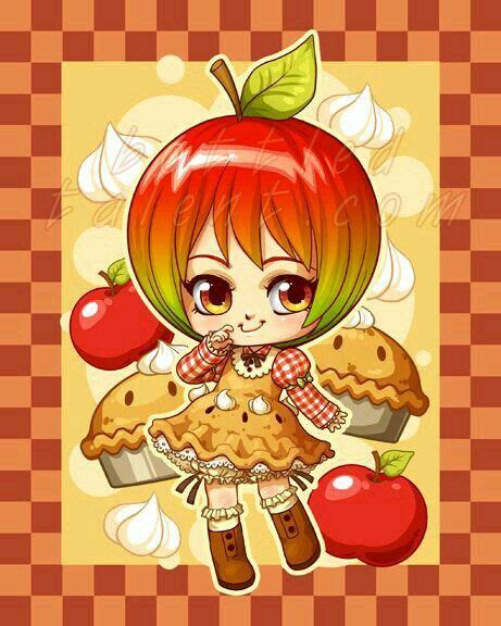 Apple Girl Cute Food Drawings Cute Anime Chibi Cute Kawaii Drawings