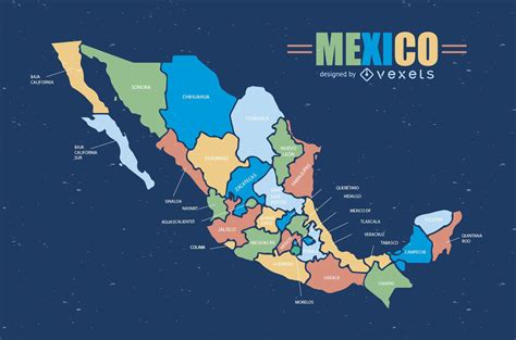 Colorful Mexico Map Vector Download