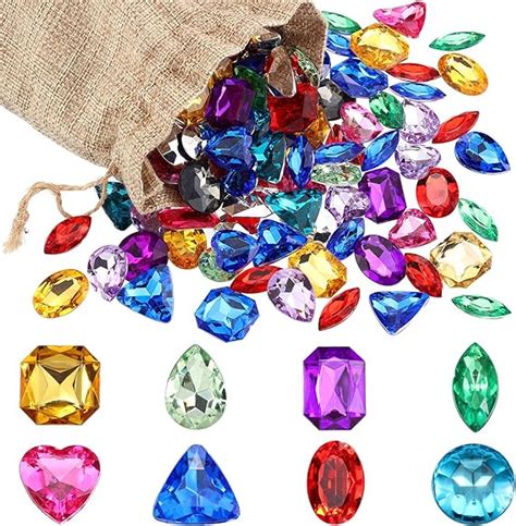 100 Pieces Toy Gems Pirate Treasure Jewels Fake Acrylic