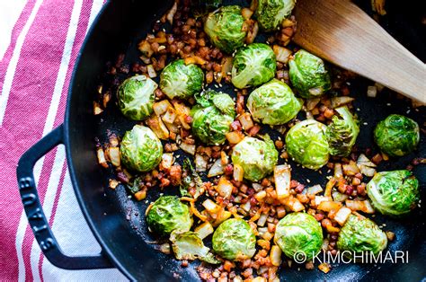 1 pound brussels sprouts, cleaned and root end trimmed 2 ounces pancetta, cut into small dice 1 teaspoon olive oil 1 tablespoon apple cider vinegar salt and pepper to taste. Easy Brussels Sprouts Recipe with Kimchi and Pancetta | Kimchimari