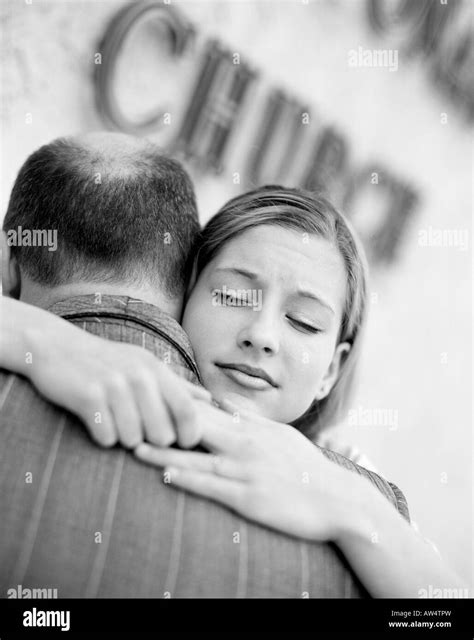 Daughter Hugging Father Stock Photo Alamy