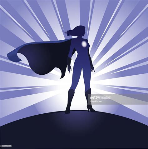 Female Superhero Silhouette With Rays Background High Res Vector