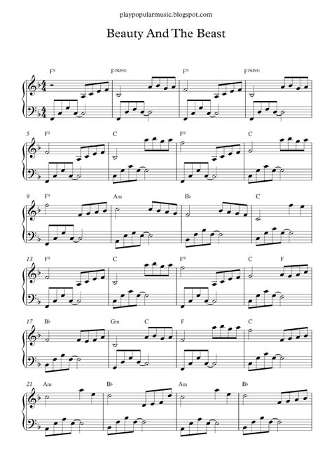 Classical, popular and original music. Free piano sheet music: beauty and the beast.pdf Tale as ...