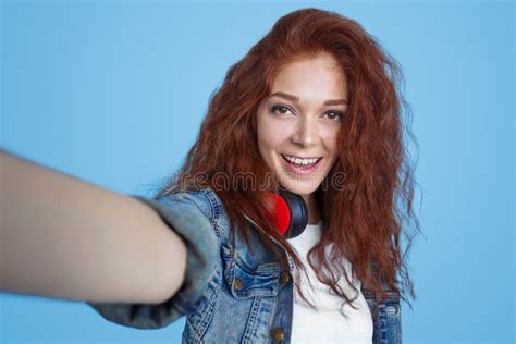Modern Redhead Woman Taking Selfie Stock Image Image Of Modern