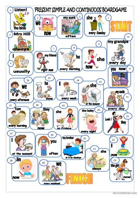 Present Tenses Boardgame Board Game English Esl Worksheets Pdf And Doc