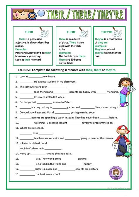Common Core Grammar Worksheets There Their And Theyre Answer Key