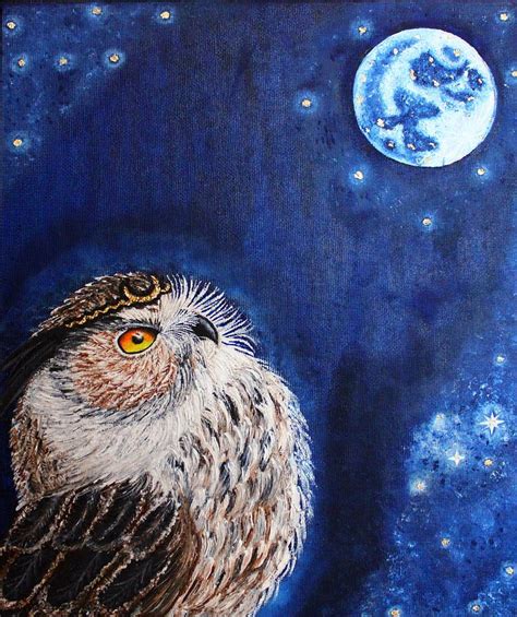 Fantasy Night Owl Painting By Nadiia Morokhovets Fine Art America