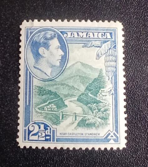 JAMAICA GEORGE VI 1938 2 1 2d Greenish Blue Ultramarine Mint SG 125