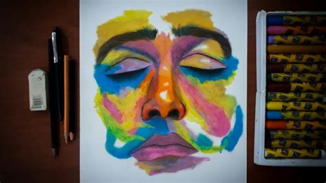 Oil Pastel Drawing Colored Face Step By Step For Beginners Youtube