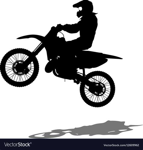 Silhouettes Rider Participates Motocross Vector Image