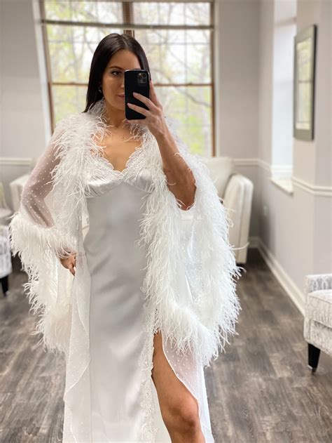 ostrich feather robe luxury bridal robe negligee boudoir etsy uk