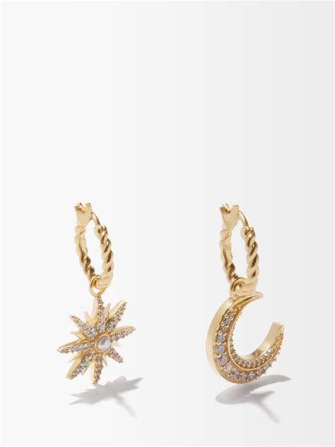 Gold Mismatched Celestial Kt Gold Plated Earrings Missoma Matches Uk