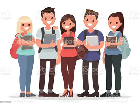 People And Education Group Of Happy Students With Books Stock Vector