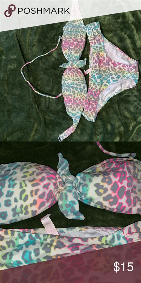 Victorias Secret Rainbow Cheetah Bikini Swim Make Offer Cleaning Out