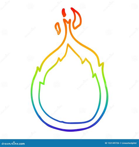 A Creative Rainbow Gradient Line Drawing Cartoon Flames Stock Vector