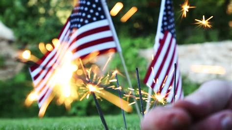 Fireworks And American Flag On 4th Of July Image Free Stock Photo