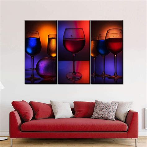 Multicolored Wine Glass Canvas Set Wall Art In 2021 Canvas Set Multi