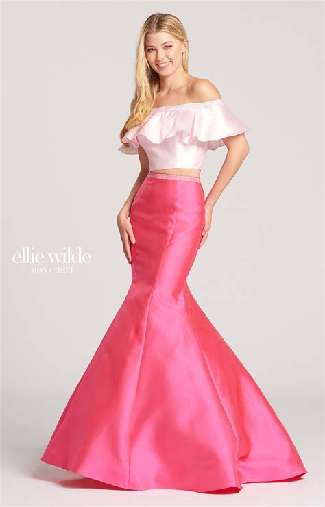 Ellie Wilde Ew118162 Long 2 Piece Mikado Mermaid Prom Dress