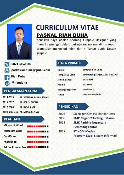 Contoh Cv Menarik Dan Simple Bahasa Indonesia Contoh Cv Curriculum Vitae Resume Untuk