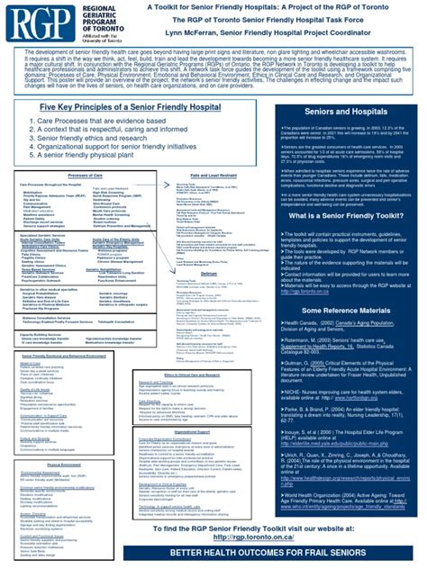 A Toolkit For Senior Friendly Hospitals A Project Of The Rgp Of Toronto