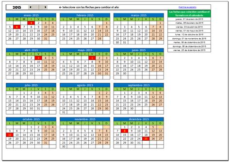 Plantilla Para Confecionar Un Calendario Para Todos Los A 241 Os Excel