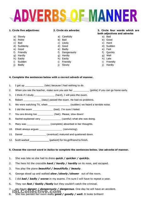 I am so excited about the new job. Adverbs of Manner | Adverbs worksheet, Adverbs, Grammar ...