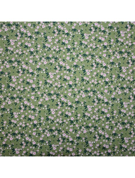 Green Floral Cotton Poplin Fabric 0808 Fabrics Calico Laine