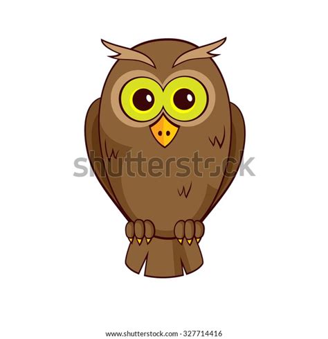Cute Cartoon Owl Big Eyes Isolated Stock Vector Royalty Free