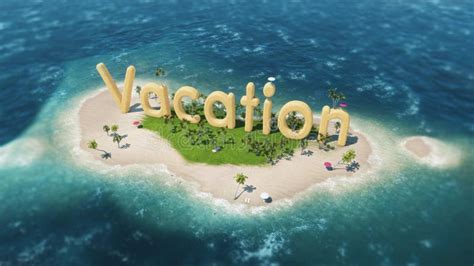 3d Word Vacation On Tropical Paradise Island With Palm Trees An Sun