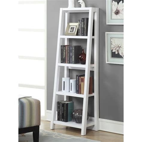 Convenience Concepts Newport White 4 Shelf Ladder Bookcase In The