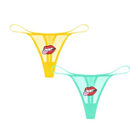 Varsbaby Woman S Sexy G String Thongs With Lip Cartoon Stickers Pack