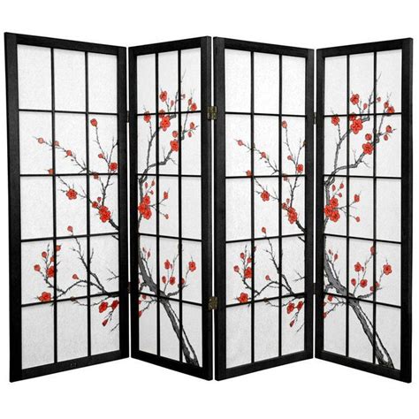 Red Cherry Blossom Cherry Tree 4 Panel Room Divider Shoji Screen