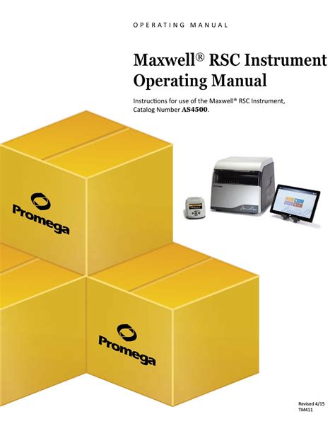Promega Maxwell Rsc Instrument Operating Manual Pdf Download Manualslib