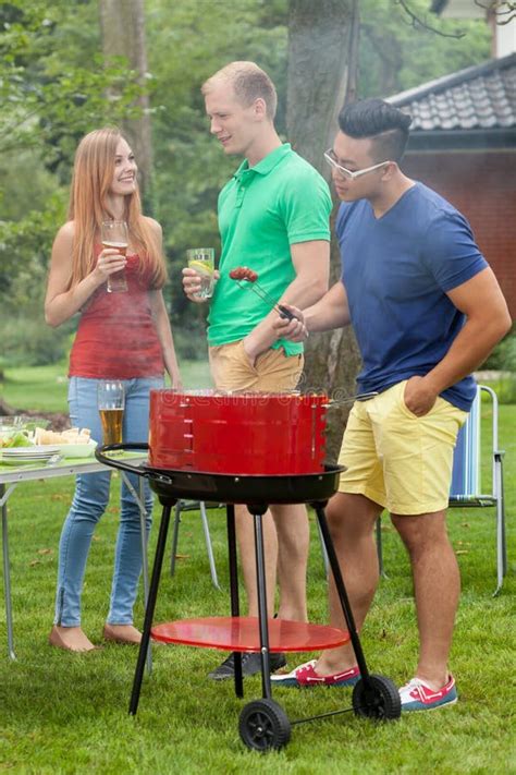 Drinking Beer On Barbeque Party Stock Image Image Of Barbecue