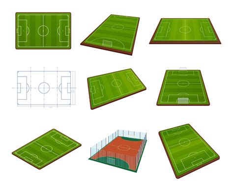 Ensemble Isométrique De Terrain De Sport Réaliste Marqué Et Schéma