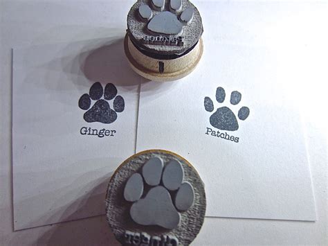 Personalized Dog Paw Cat Paw Print Silhouette Rubber Stamp Stamp 600