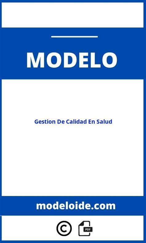 Modelo De Gestion De Calidad En Salud 2017 Formato Pdf Word