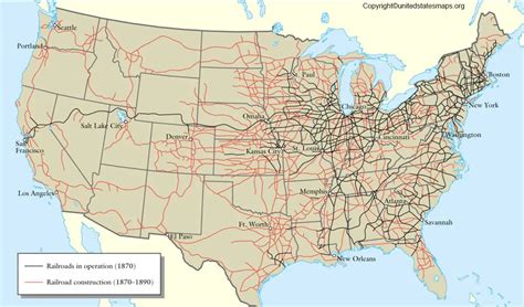 Us Railroad Map 1870 United States Railroad Map 1870