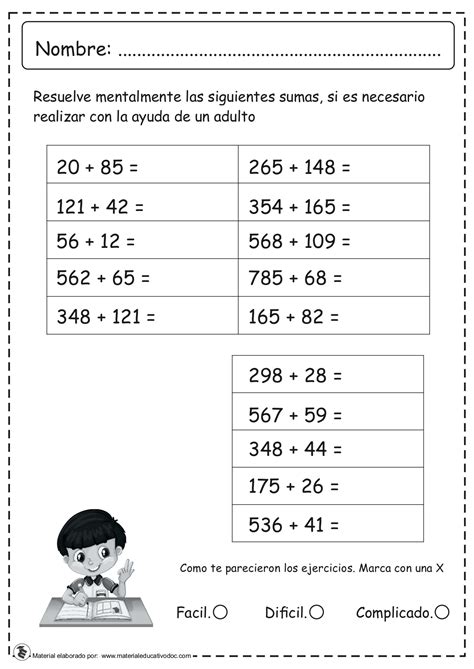 Fichas de Sumas Restas y Multiplicaciones para 1º 2º y 3º grado primaria