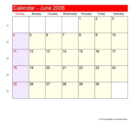 June 2006 Roman Catholic Saints Calendar