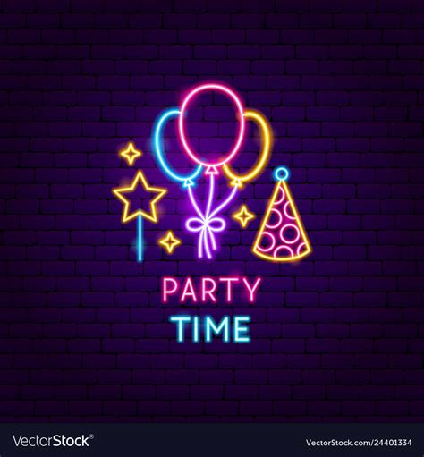 Party Time Neon Label Royalty Free Vector Image