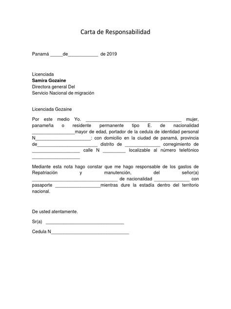 Carta De Responsabilidad Actualizada