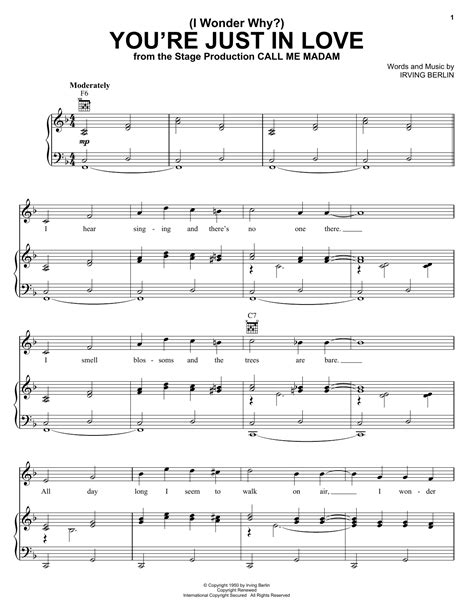 I Wonder Why Youre Just In Love Sheet Music Irving Berlin Piano