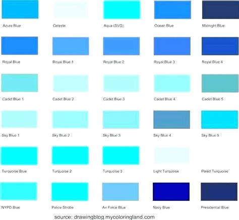 Shades Of Blue Color Chart Color Psychology In Marketing The Ultimate